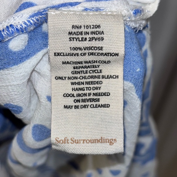 Soft Surroundings Creacendo Kaftan Mandi Dress in blue and white. Sz L - Picture 6 of 12